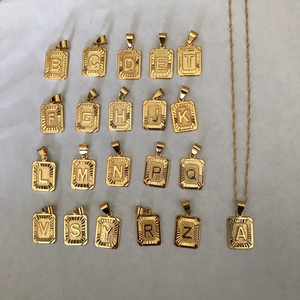 - New 18k gold plated letter necklaces 18”